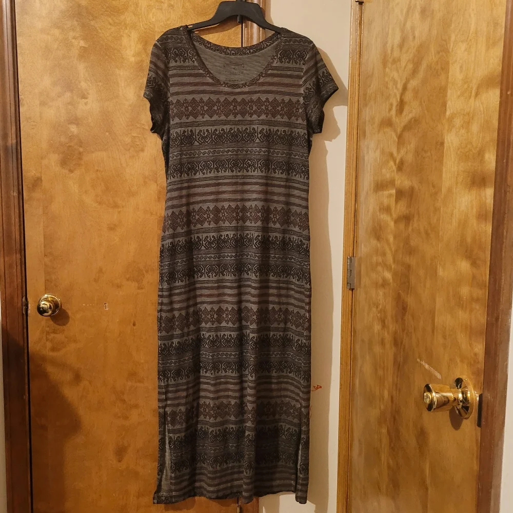 Peruvian Connection Womens Cotton Jersey Midi  Tribal Stripe Dress Large - Picture 7 of 13